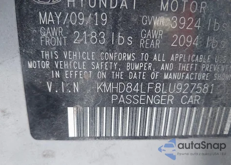 2020 Hyundai Elantra Limited из США, поврежденный, VIN KMHD84LF8LU927581